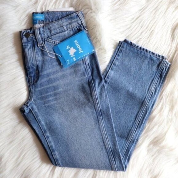 NEW Anthropologie M.i.H Light Wash Straight Leg Cropped Jeans Size 25 - Picture 3 of 9